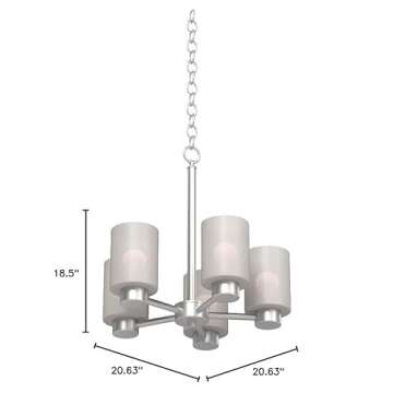 Westinghouse 6227400 Sylvestre Five-Light Interior Chandelier, Brushed Nickel Finish with Frosted Seeded Glass, 5