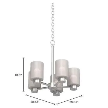 Westinghouse 6227400 Sylvestre Five-Light Interior Chandelier, Brushed Nickel Finish with Frosted Seeded Glass, 5