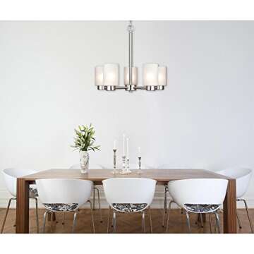 Westinghouse 6227400 Sylvestre Five-Light Interior Chandelier, Brushed Nickel Finish with Frosted Seeded Glass, 5