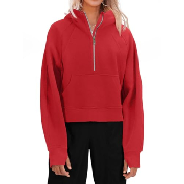 Stylish Women's Half Zipper Crop Hoodie for Fall Comfort