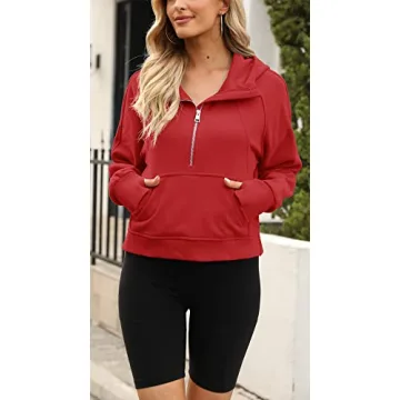 Stylish Women's Half Zipper Crop Hoodie for Fall Comfort