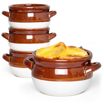 Vumdua French Onion Soup Bowls Set of 4 - 16 Oz Oven Safe Ceramic Bowls for Soups and Stews