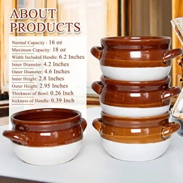 Vumdua 16 Oz French Onion Soup Bowls with Handles