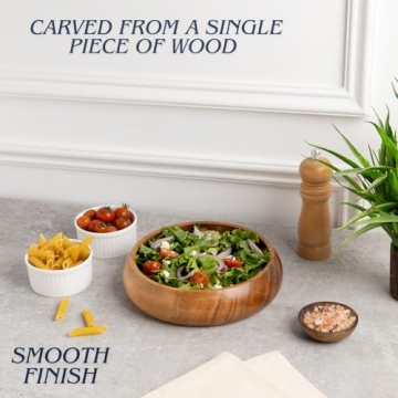 Lavaux Designs Acacia Wooden Salad Bowls - Durable and Elegant