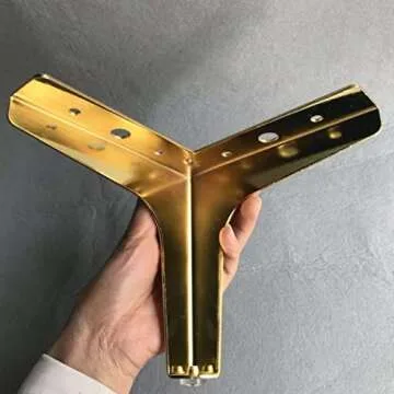 Hyever Metal Sofa Legs Furniture Replacement Leg Golden Sofa Feet Heavy Duty Triangle Cabinet Feet Set of 4 (4 Inch)