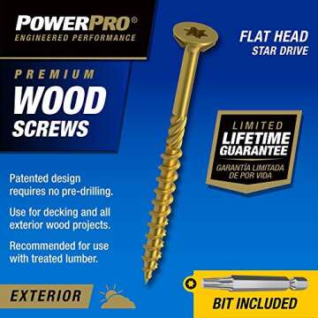 Power Pro 48599 Wood Screws - Torx Drive, Corrosion Resistant