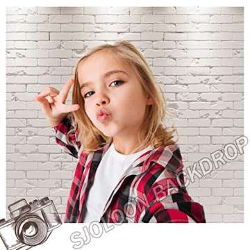 SJOLOON White Brick Photography Backdrop Brick Photo Backdrop for Birthday Photography Portrait Phot...