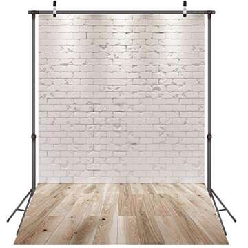 SJOLOON White Brick Photography Backdrop Brick Photo Backdrop for Birthday Photography Portrait Photoshoot Studio Props 11878 (5x7FT)