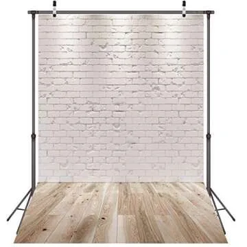 SJOLOON White Brick Photography Backdrop Brick Photo Backdrop for Birthday Photography Portrait Photoshoot Studio Props 11878 (5x7FT)