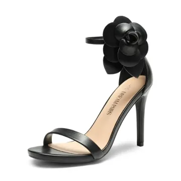 DREAM PAIRS Women's High Heels Flower Ankle Strap Stilettos Round Open Toe Dressy Sexy Sandals,Size ...