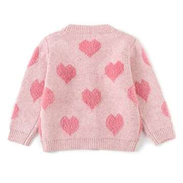 Simplee Kids Baby Sweater Cable-Knit Pink Baby Cardigan for Spring 3M-5T