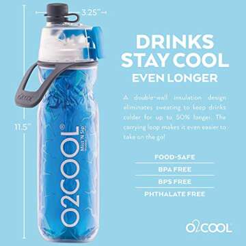 O2COOL Arctic Squeeze Mist 'N Sip Bottle - Refreshing Hydration