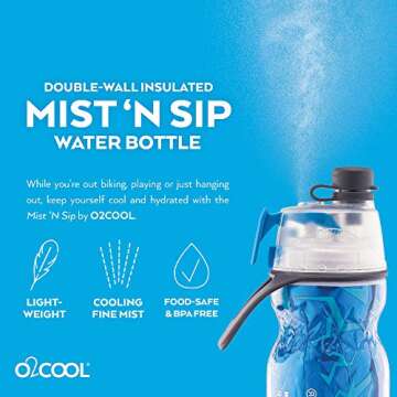O2COOL Arctic Squeeze Mist 'N Sip Bottle - Refreshing Hydration