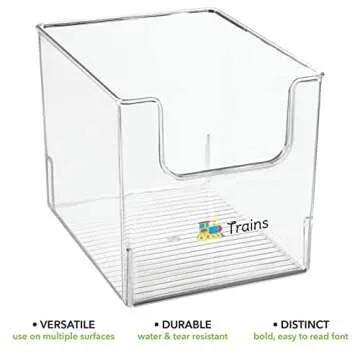 mDesign Open Front Plastic Toy Storage Organizer Bin with Labels - Container for Nursery, Kids Bedroom, Drawer, Dresser, or Playroom Closet - Ligne Collection - Includes 8 Bins + 24 Labels - Clear