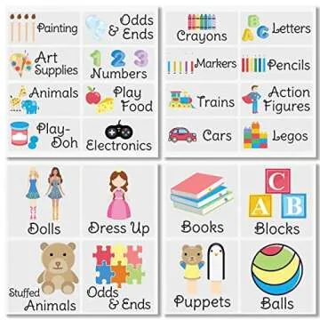 mDesign Open Front Plastic Toy Storage Organizer Bin with Labels - Container for Nursery, Kids Bedroom, Drawer, Dresser, or Playroom Closet - Ligne Collection - Includes 8 Bins + 24 Labels - Clear