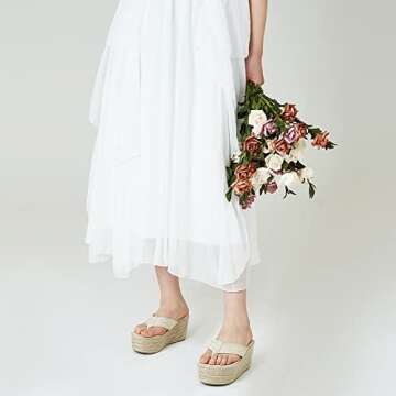 Womens Espadrilles Wedge Sandals Round Open Toe Non Slip Summer Dressy Beach Platform Sandals Comfy Flip Flops