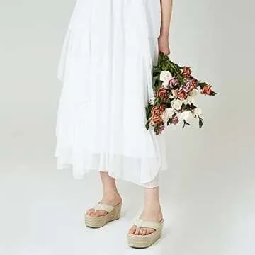 Womens Espadrilles Wedge Sandals Round Open Toe Non Slip Summer Dressy Beach Platform Sandals Comfy Flip Flops