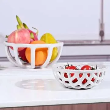 Cabilock Ceramic Fruit Basket Bowls for Kitchen Decor