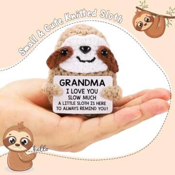 MBL Grandma Gifts Birthday Mother's Day - Funny Cute Handmade Crochet Knitting Sloth Christmas Easte...