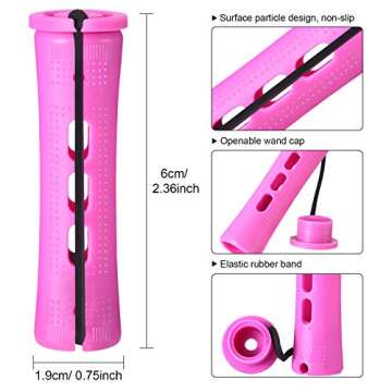 WILLBOND 60 Pcs Perm Rods Natural Long Short Hair Perm Rods with Elastic Rubber Band Non Slip Plasti...