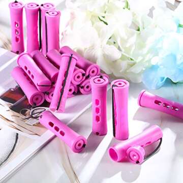 WILLBOND 60 Pcs Perm Rods Natural Long Short Hair Perm Rods with Elastic Rubber Band Non Slip Plastic Perming Cold Wave Kit for Women Hairdressing Styling Tool(0.75 Inch,Purple)