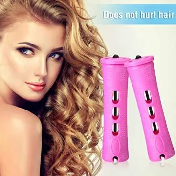 WILLBOND 60 Pcs Perm Rods Natural Long Short Hair Perm Rods with Elastic Rubber Band Non Slip Plastic Perming Cold Wave Kit for Women Hairdressing Styling Tool(0.75 Inch,Purple)