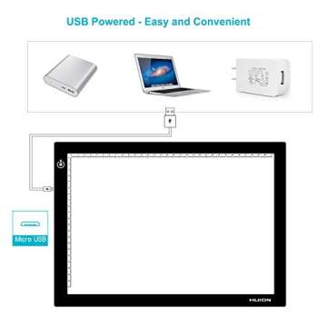 HUION L4S LED Light Box A4 Ultra-Thin USB Powered Adjustable Light Pad for Tracing