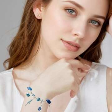 Yehuaa Ocean Charm Beaded Bracelet Small Fish Sea Turtle Octopus Dolphin Shell Starfish Tropical Marine Life Charm for Women Beach Vacation Jewelry Bracelet (Ocean)