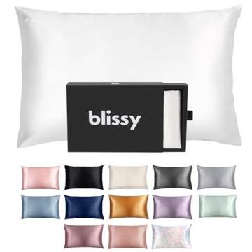 Blissy Silk Pillowcase - 100% Pure Mulberry Silk - Luxurious Comfort for Hair & Skin - Regular, Quee...