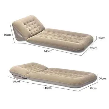 VUIAIUEIA Air Mattress, Sleeping Pad Mat with Air Pump, Adjustable Backrest, Inflatable Lounger Air Sofa Portable Chair Bed