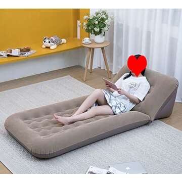 VUIAIUEIA Air Mattress, Sleeping Pad Mat with Air Pump, Adjustable Backrest, Inflatable Lounger Air Sofa Portable Chair Bed