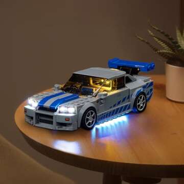 Kyglaring LED Lighting Kit (No Model) Designed for Lego 2 Fast 2 Furious Nissan Skyline GT-R (R34) 76917 Race Car Model Building kit - Without Lego Set (Classic Version)