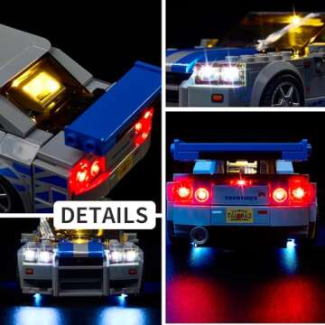 Kyglaring LED Lighting Kit (No Model) Designed for Lego 2 Fast 2 Furious Nissan Skyline GT-R (R34) 76917 Race Car Model Building kit - Without Lego Set (Classic Version)