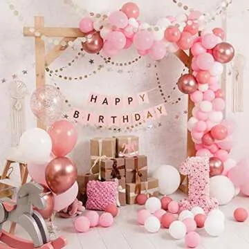 RUBFAC Pink Balloons 129pcs Light Pastel Pink Balloon Different Sizes 18 12 10 5 Inch for Valentine's Day Birthday Wedding Anniversary Baby Shower Garland Arch Party Decoration