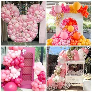 RUBFAC Pink Balloons 129pcs Light Pastel Pink Balloon Different Sizes 18 12 10 5 Inch for Valentine's Day Birthday Wedding Anniversary Baby Shower Garland Arch Party Decoration