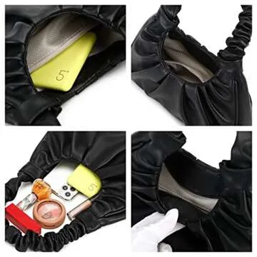 CYHTWSDJ fashionable for Women cute Hobo Tote handbag mini clutch with zipper (Black)