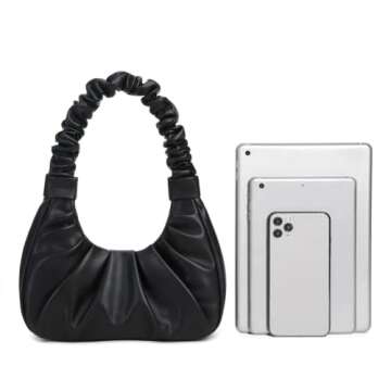 CYHTWSDJ fashionable for Women cute Hobo Tote handbag mini clutch with zipper (Black)