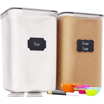 Chef's Path Extra Large Food Storage Containers with Lids Airtight (6.5L|220 Oz|2 Pack) for Flour, S...