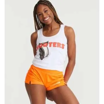 Ripple Junction Hooters Girl Classic Waitress Role Play Costume Uniform Outfit w/Tank Top Shorts Adult Women's M Orange White