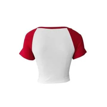 Avanova Women's Letter Print Tee Short Sleeve Round Neck Slim Fit Crop Top T Shirt