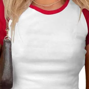 Avanova Women's Letter Print Tee Short Sleeve Round Neck Slim Fit Crop Top T Shirt