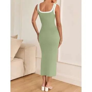 ZESICA Summer Bodycon Midi Dress for Women