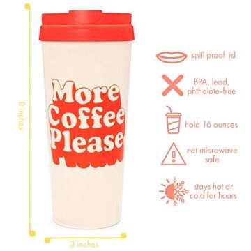 Ban.do US hot stuff thermal mug, more coffee please, Red