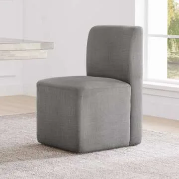 CHITA Dining Chairs with Casters Set of 2, FSC Certified Upholstered Armless Modern Rolling Dining Chairs with Rollers for Bedroom Reading Room Living Room, Grey