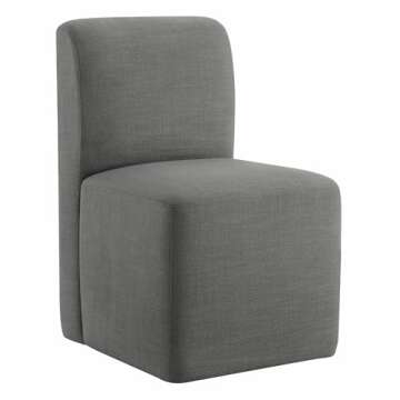 CHITA Dining Chairs with Casters Set of 2, FSC Certified Upholstered Armless Modern Rolling Dining Chairs with Rollers for Bedroom Reading Room Living Room, Grey