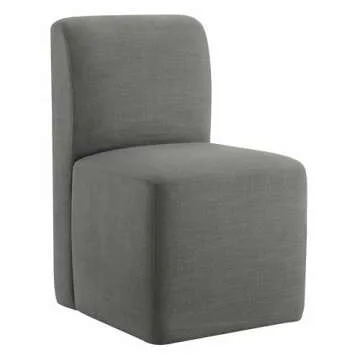 CHITA Dining Chairs with Casters Set of 2, FSC Certified Upholstered Armless Modern Rolling Dining Chairs with Rollers for Bedroom Reading Room Living Room, Grey