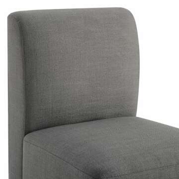 CHITA Dining Chairs with Casters Set of 2, FSC Certified Upholstered Armless Modern Rolling Dining Chairs with Rollers for Bedroom Reading Room Living Room, Grey