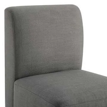 CHITA Dining Chairs with Casters Set of 2, FSC Certified Upholstered Armless Modern Rolling Dining Chairs with Rollers for Bedroom Reading Room Living Room, Grey