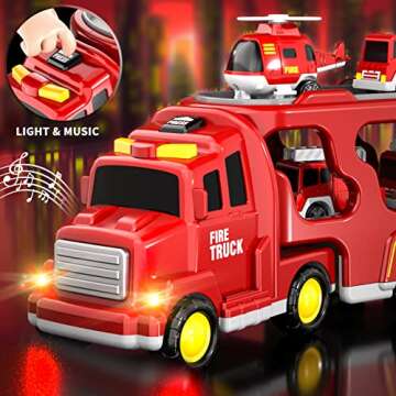 Bennol Toddler Trucks Toys for Boys Age 1-3 3-5, 5 in 1 Fire Car Truck for Girls 1 2 3 4 5 6 Years O...