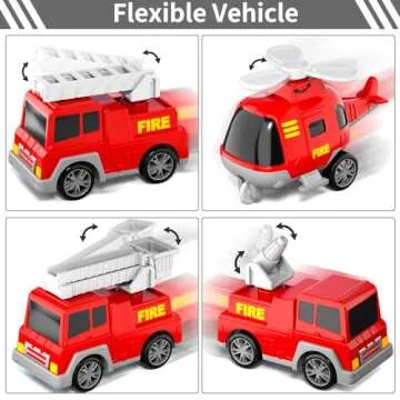Bennol Toddler Trucks Toys for Boys Age 1-3 3-5, 5 in 1 Fire Car Truck for Girls 1 2 3 4 5 6 Years Old, Christmas Birthday Gift Car Sets with Light Sound